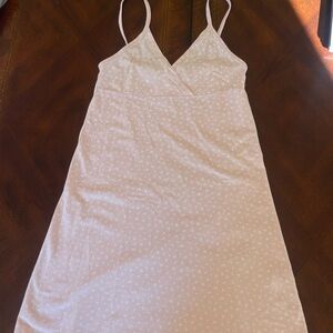 Brandy Melville Baby Pink Cotton Mini V Neck Floral Dress One Size